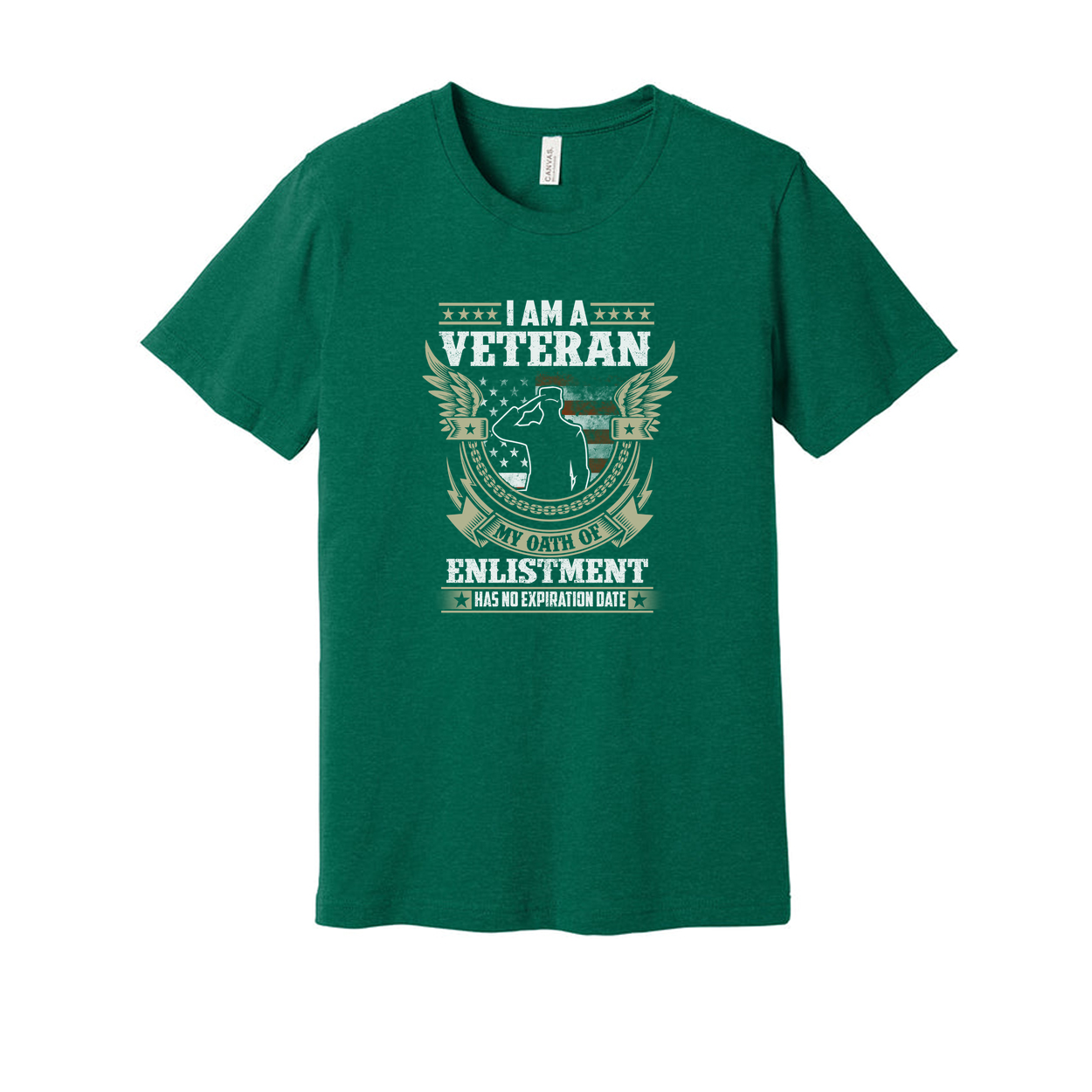 I Am A Veteran Graphic Tee Featuring Eagle Emblem Badge And Enlistment Oath Design