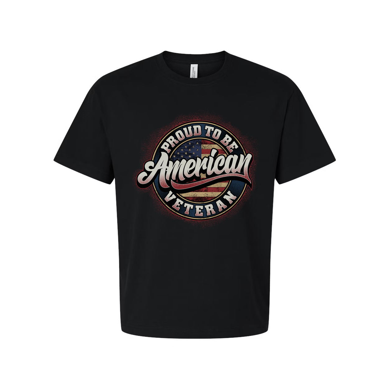 Unisex Patriotic Veteran Graphic T Shirt Proud To Be American With Circle Flag Badge