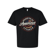 Unisex Patriotic Veteran Graphic T Shirt Proud To Be American With Circle Flag Badge