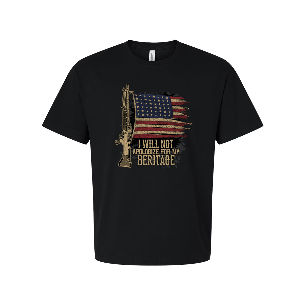 I Will Not Apologize For My Heritage T Shirt With American Flag And Rifle Graphic