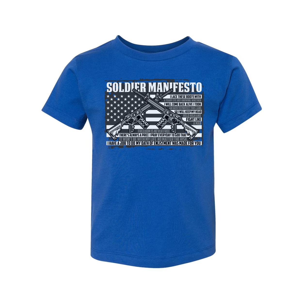 Unisex Veteran Manifesto Graphic Tee With Crossed Rifles Over American Flag Military Pride
