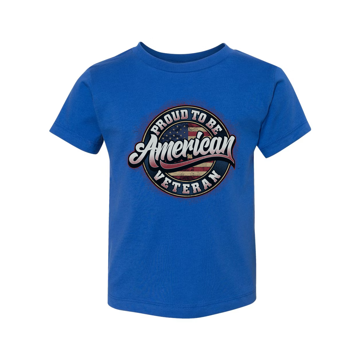 Unisex Patriotic Veteran Graphic T Shirt Proud To Be American With Circle Flag Badge