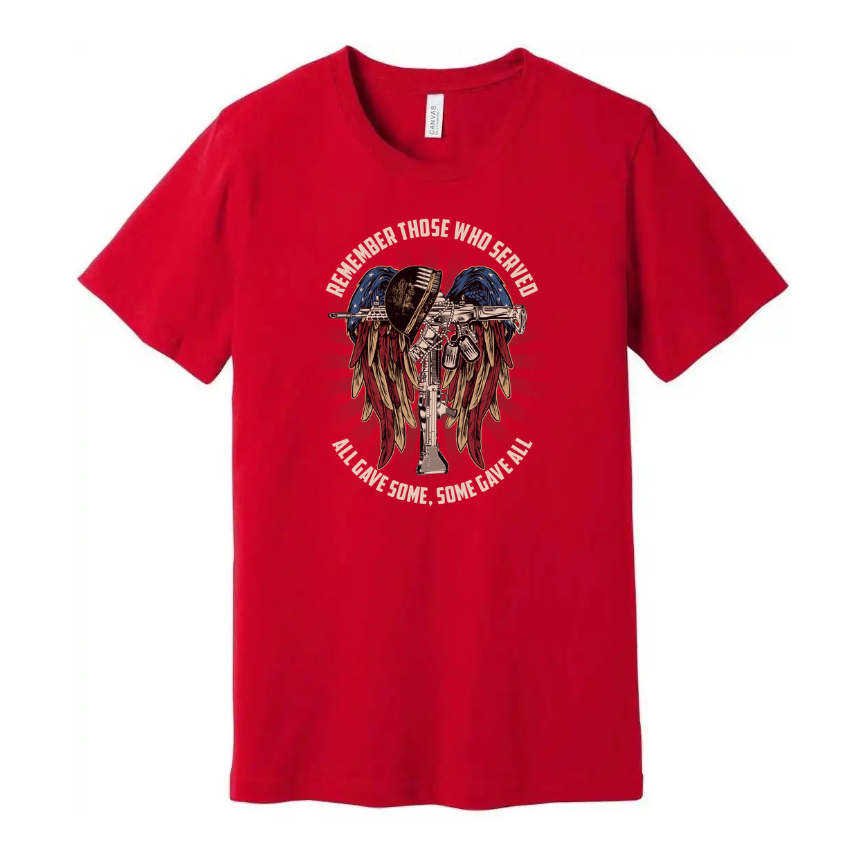 Unisex Veteran Tribute Graphic Tee Remember Those Who Served Wings And Rifle Design