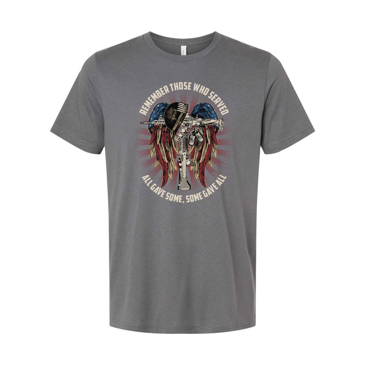 Unisex Veteran Tribute Graphic Tee Remember Those Who Served Wings And Rifle Design