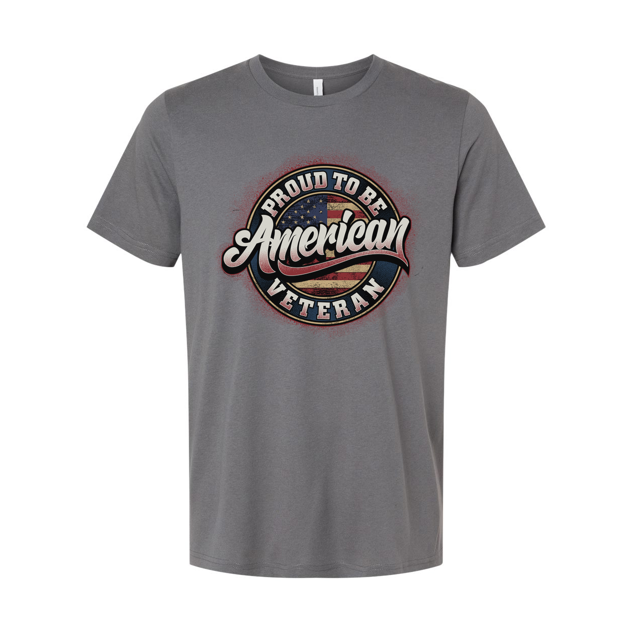 Unisex Patriotic Veteran Graphic T Shirt Proud To Be American With Circle Flag Badge