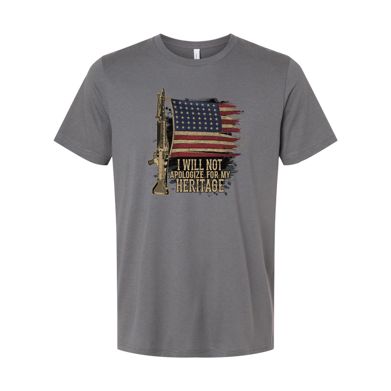I Will Not Apologize For My Heritage T Shirt With American Flag And Rifle Graphic