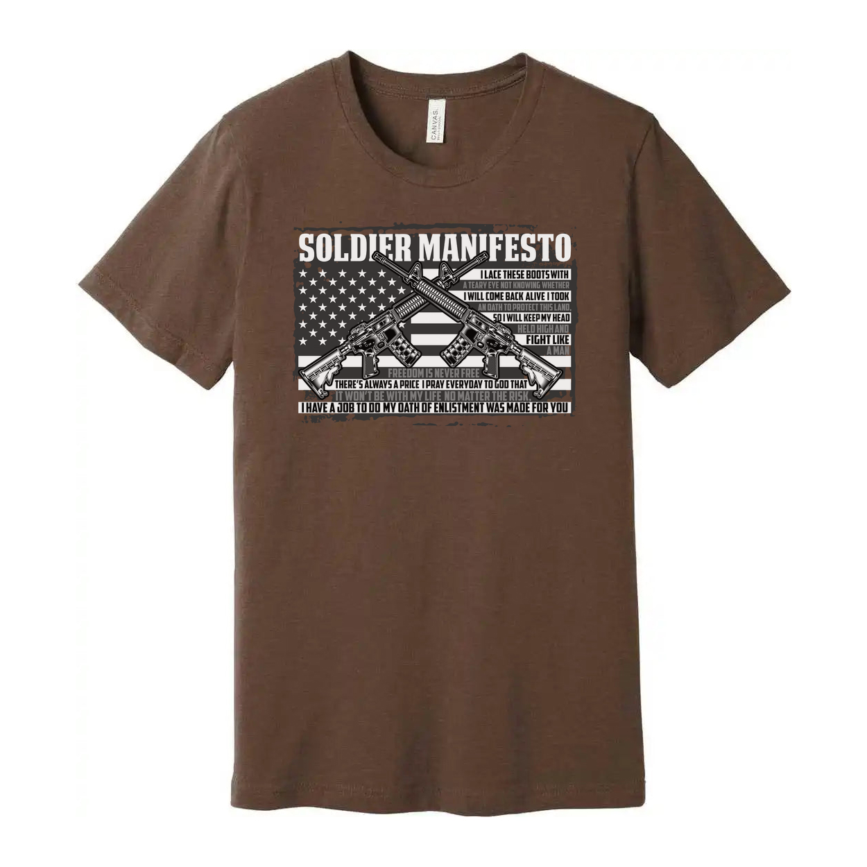 Unisex Veteran Manifesto Graphic Tee With Crossed Rifles Over American Flag Military Pride