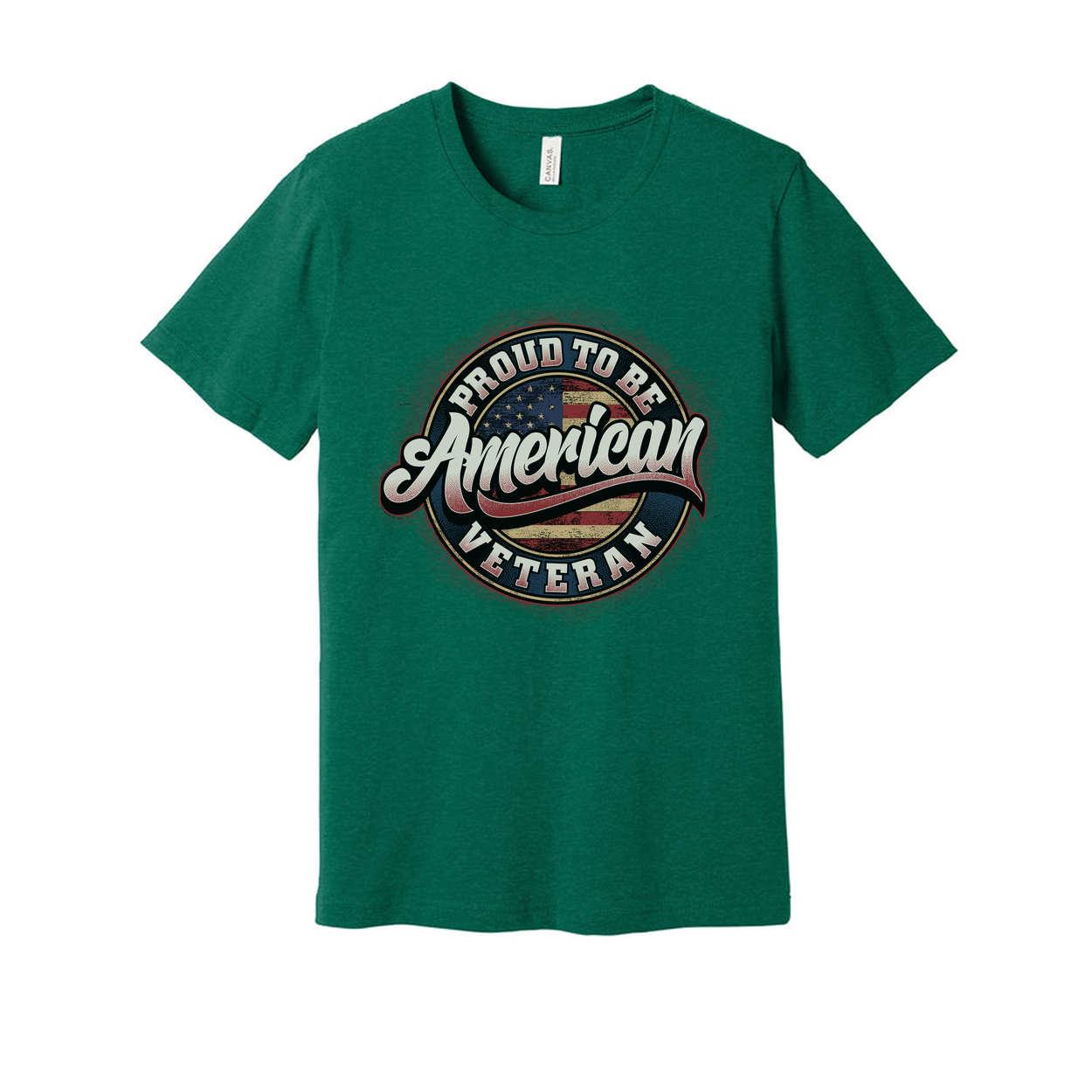 Unisex Patriotic Veteran Graphic T Shirt Proud To Be American With Circle Flag Badge