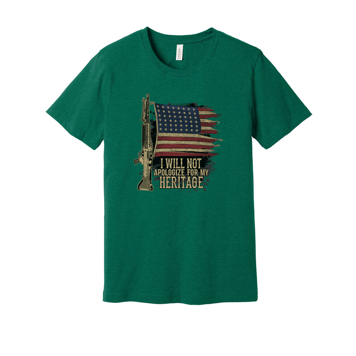 I Will Not Apologize For My Heritage T Shirt With American Flag And Rifle Graphic