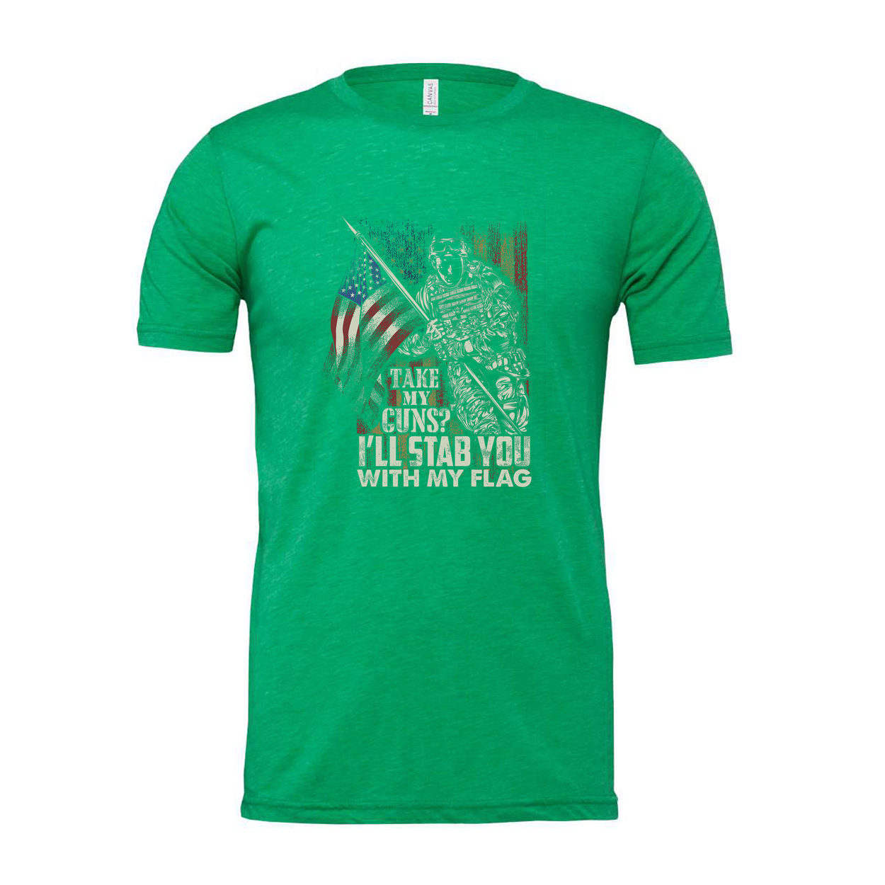 Veteran Graphic T Shirt With American Flag And Soldier Illustration Unisex Fit Design