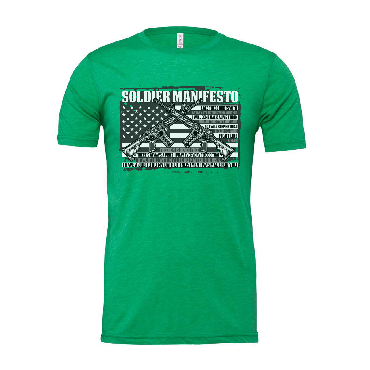 Unisex Veteran Manifesto Graphic Tee With Crossed Rifles Over American Flag Military Pride