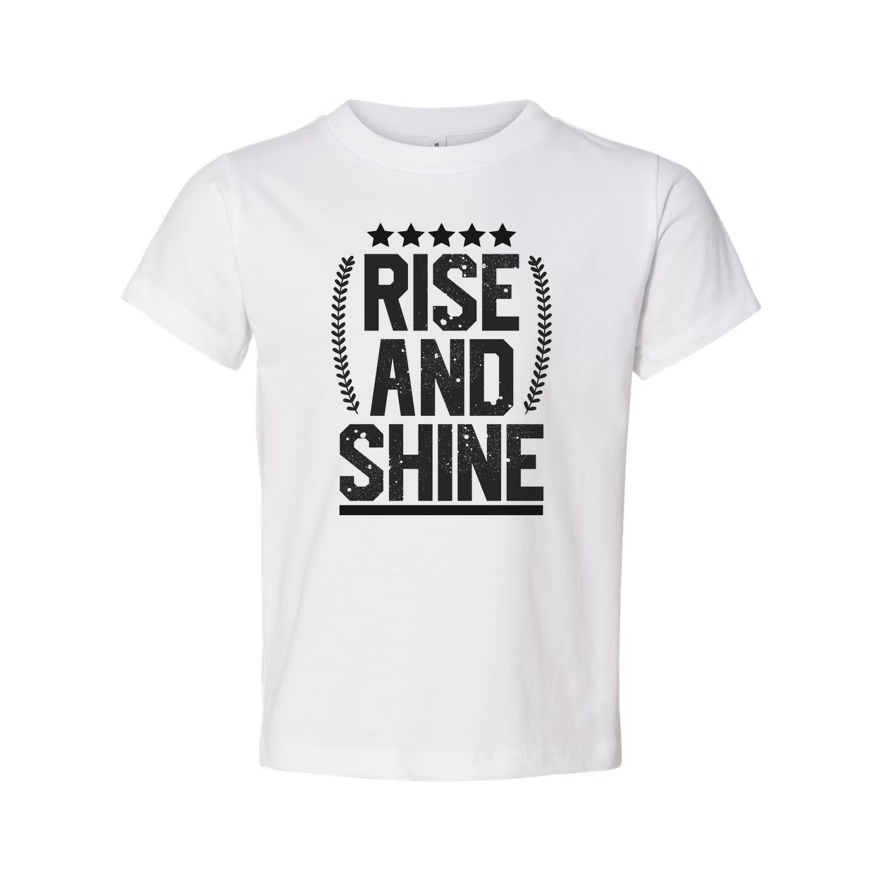 Rise And Shine Graphic T Shirt Unisex Inspirational Tee With Stars And Laurel Emblem