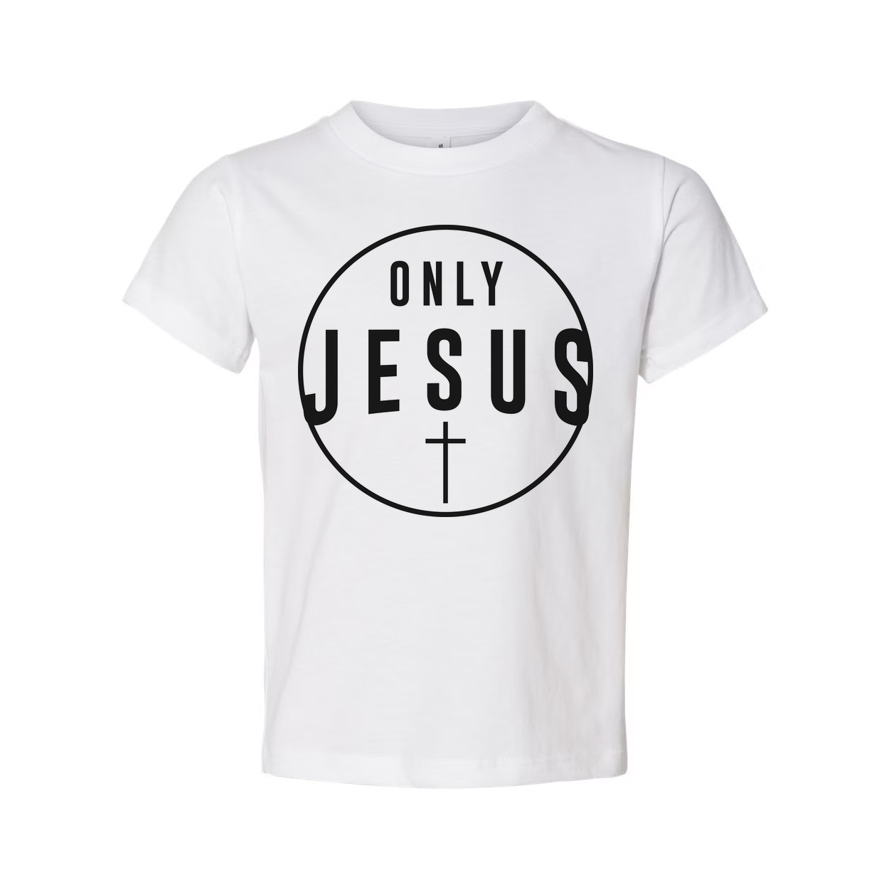 Unisex Christian T Shirt Featuring Only Jesus Circle Cross Logo For Faith and Inspiration