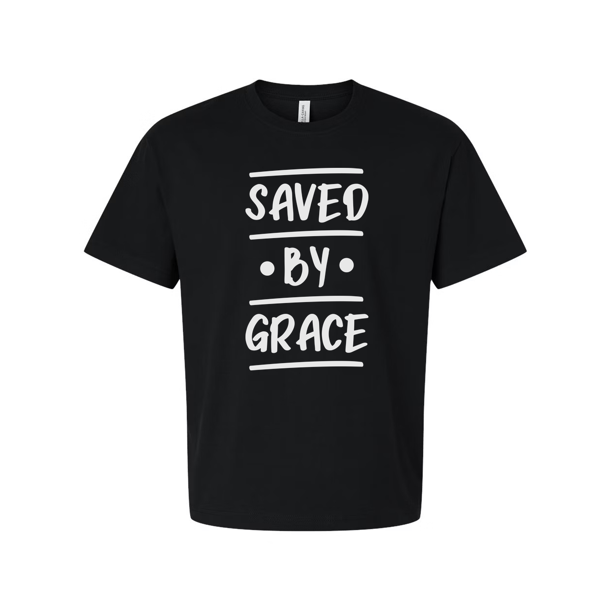 Unisex Christian T Shirt Short Sleeve Crew Neck With Saved By Grace Graphic Print