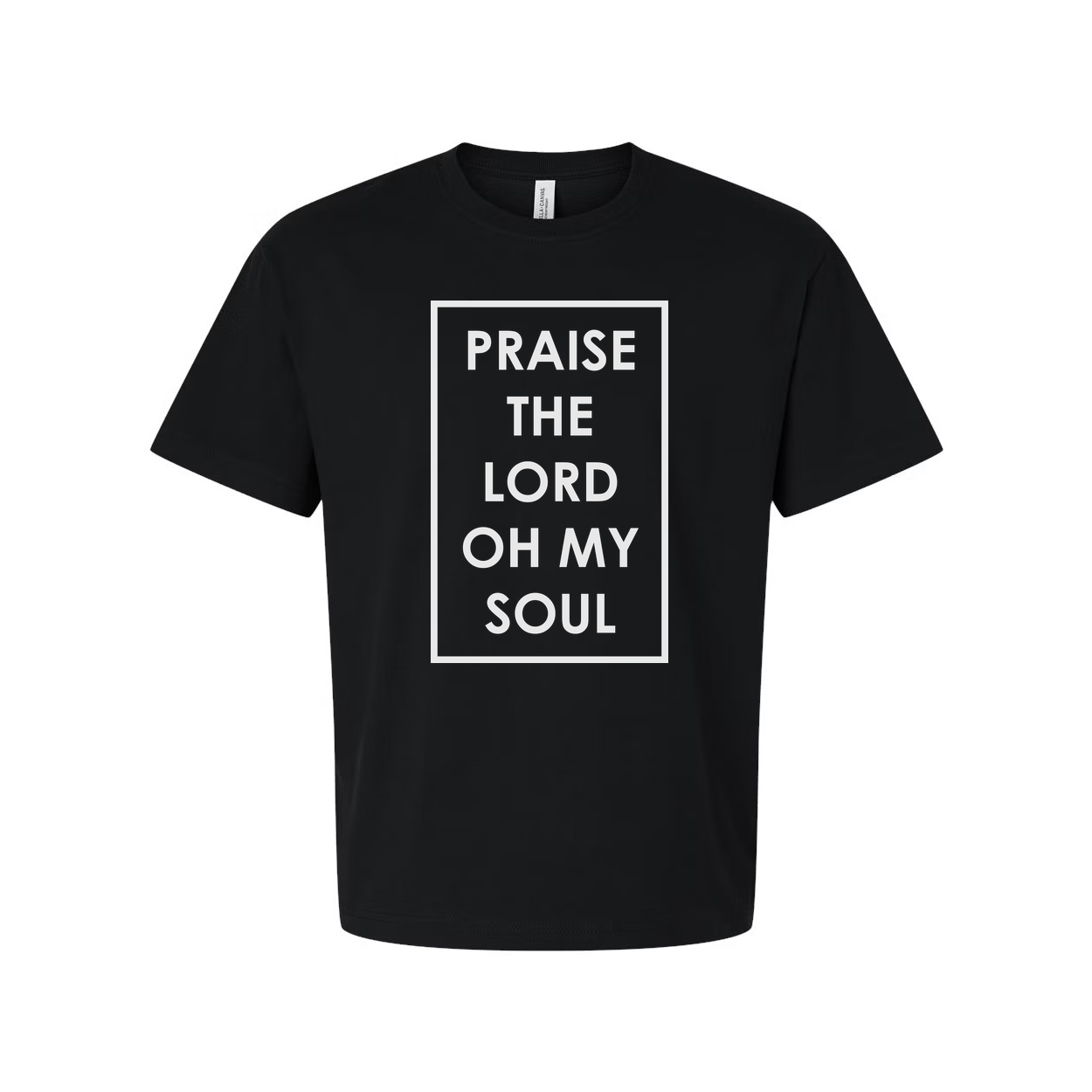 Unisex Graphic T Shirt With Praise The Lord Oh My Soul Inside Framed Border Design