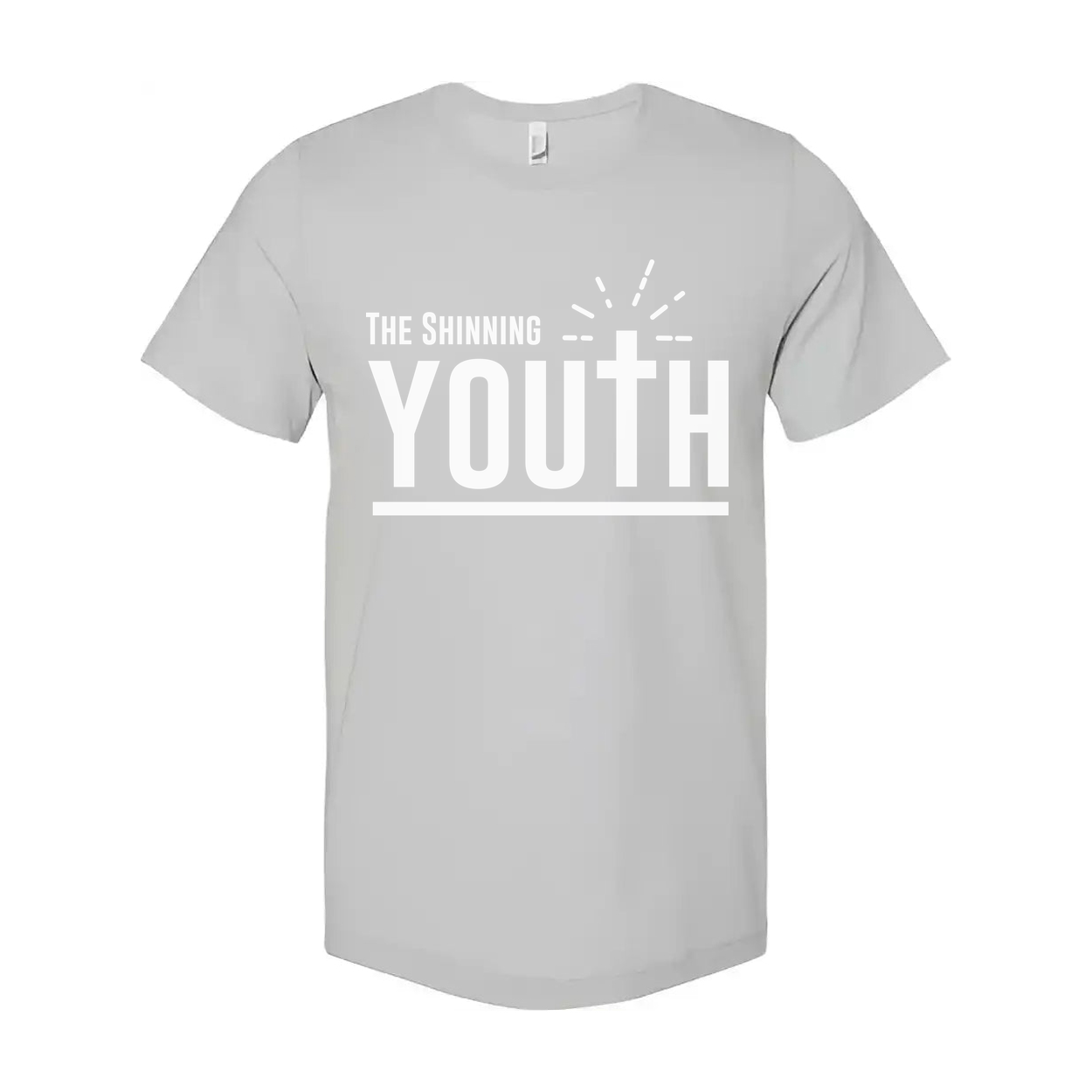Christian Unisex Youth Tee With Large Typography, Cross Emblem, Sunrise Rays Graphic