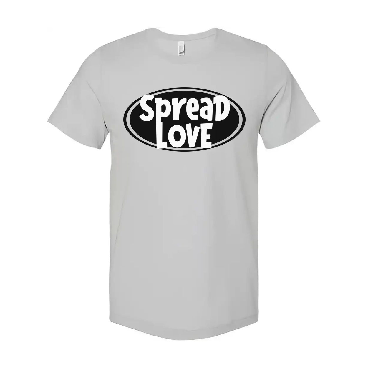 Spread Love Unisex Christian Graphic T Shirt With Positive Message And Oval Emblem
