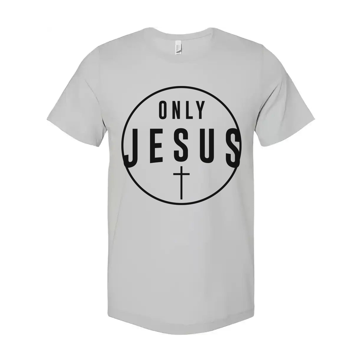 Unisex Christian T Shirt Featuring Only Jesus Circle Cross Logo For Faith and Inspiration