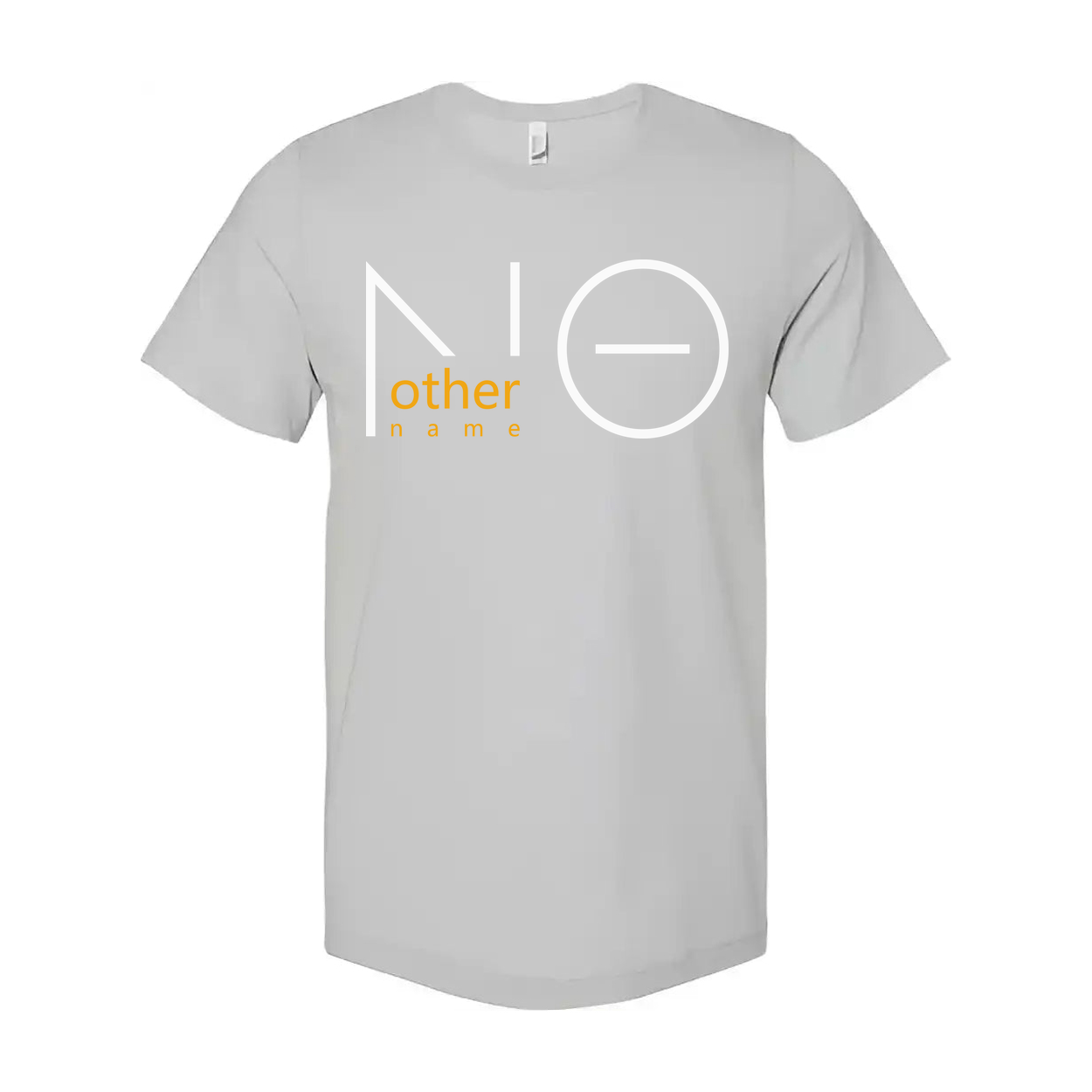 No Other Name Christian Unisex T Shirt With Minimalist Graphic Logo And Orange Text Accent
