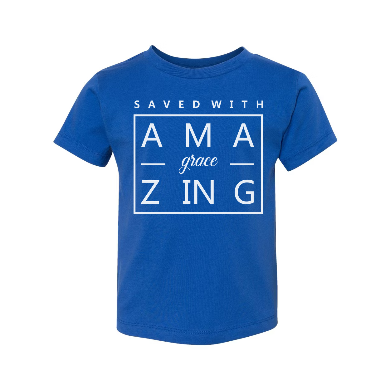 Unisex Christian T Shirt Featuring Saved With Amazing Grace Square Graphic Design For Everyday Wear