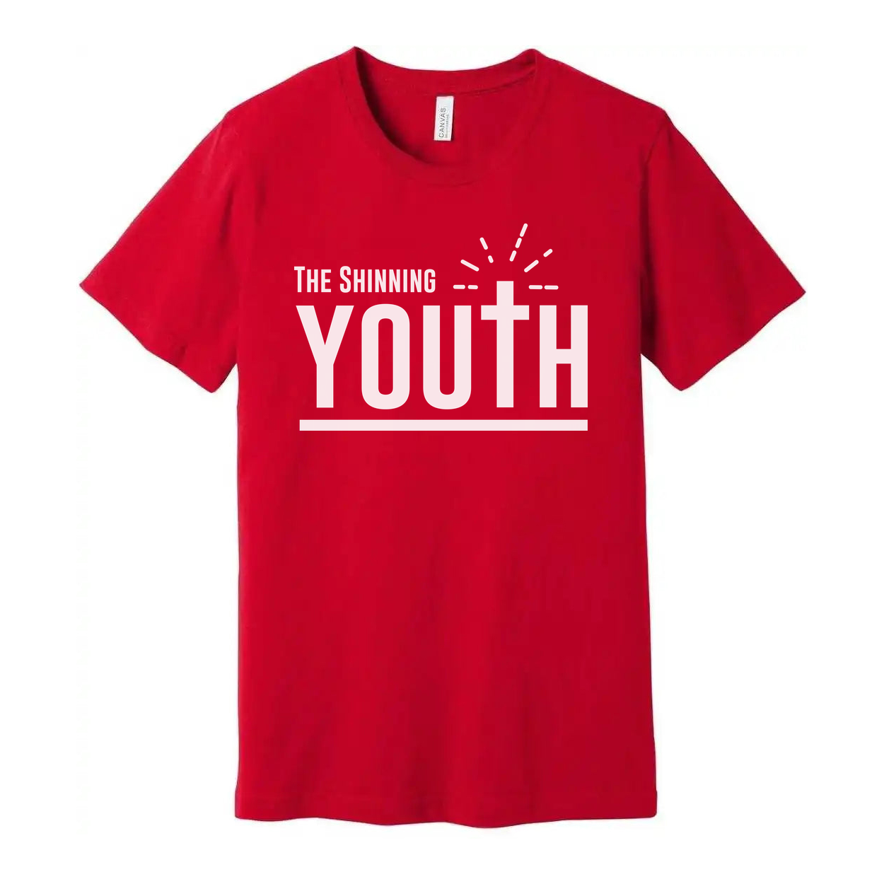 Christian Unisex Youth Tee With Large Typography, Cross Emblem, Sunrise Rays Graphic