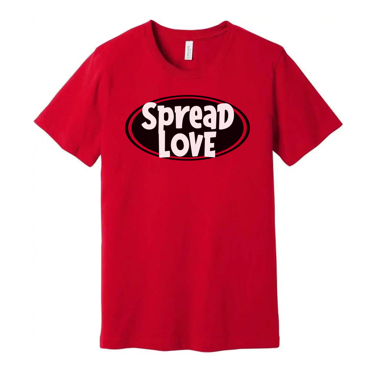 Spread Love Unisex Christian Graphic T Shirt With Positive Message And Oval Emblem