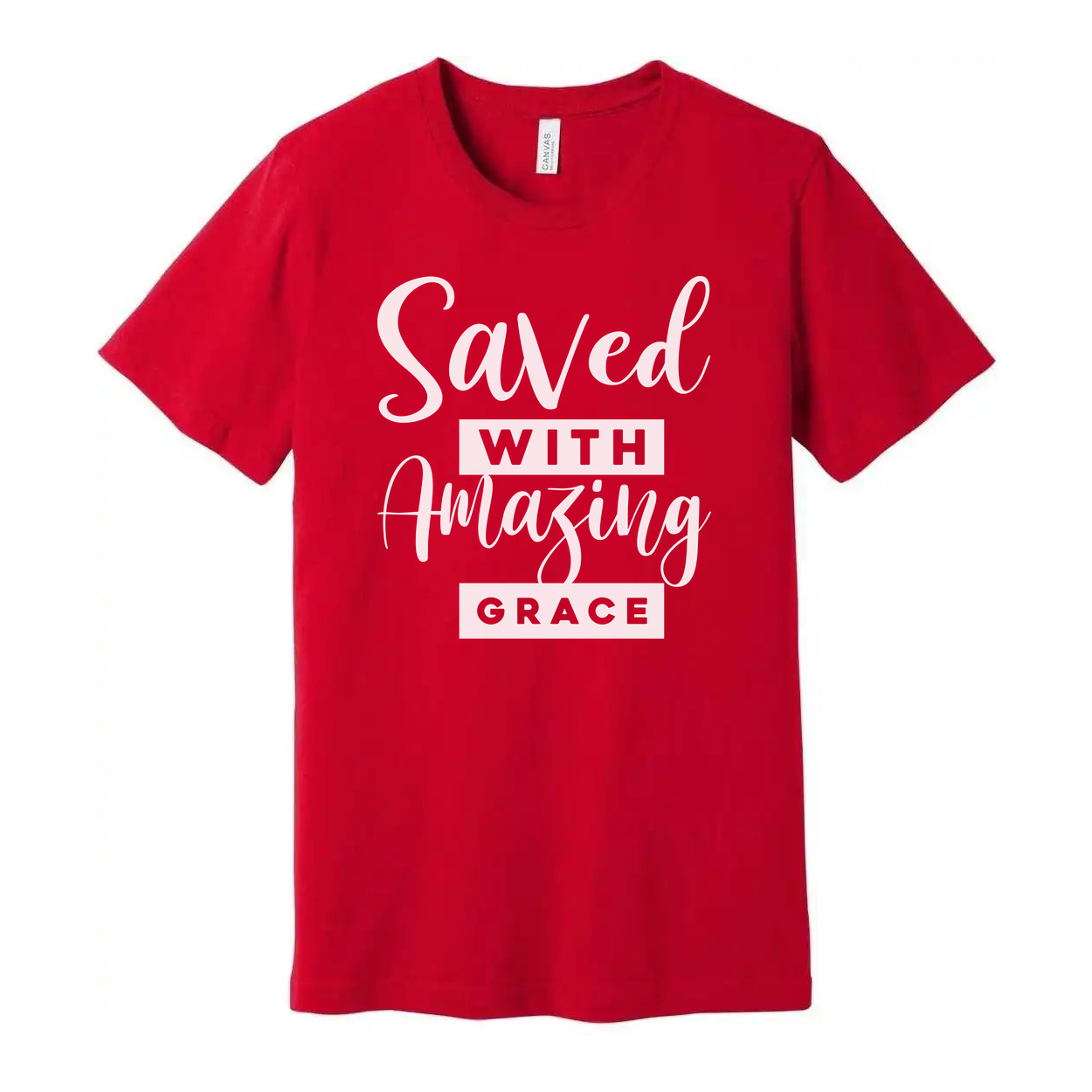 Saved With Amazing Grace Christian Unisex T Shirt Graphic Tee With Inspirational Scripture