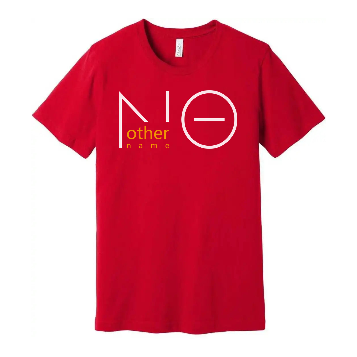 No Other Name Christian Unisex T Shirt With Minimalist Graphic Logo And Orange Text Accent