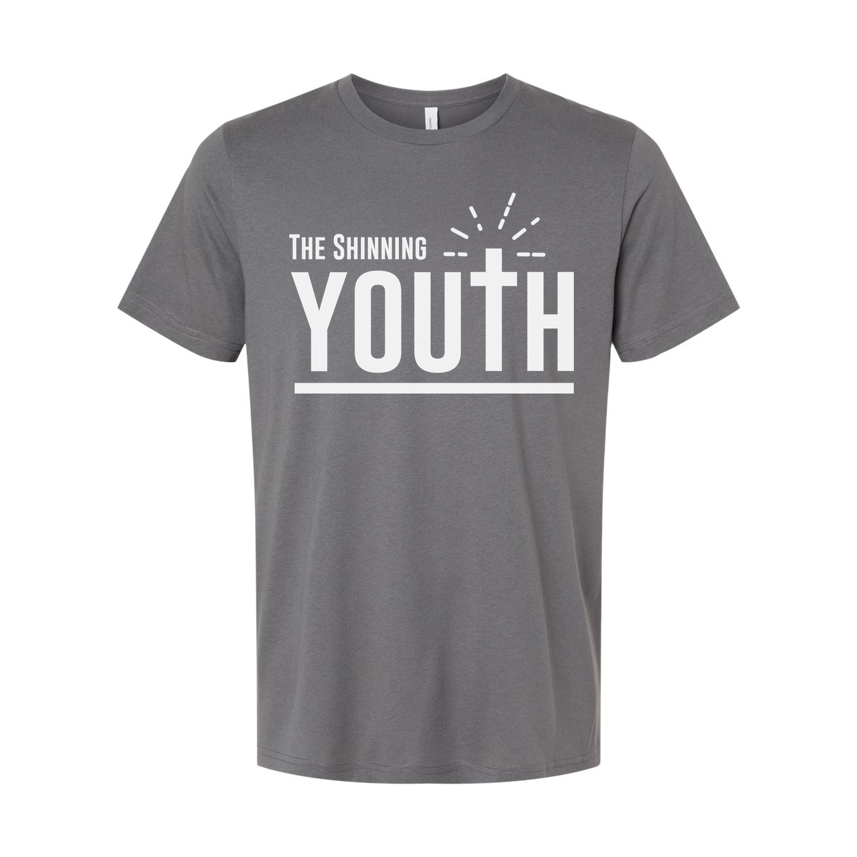 Christian Unisex Youth Tee With Large Typography, Cross Emblem, Sunrise Rays Graphic