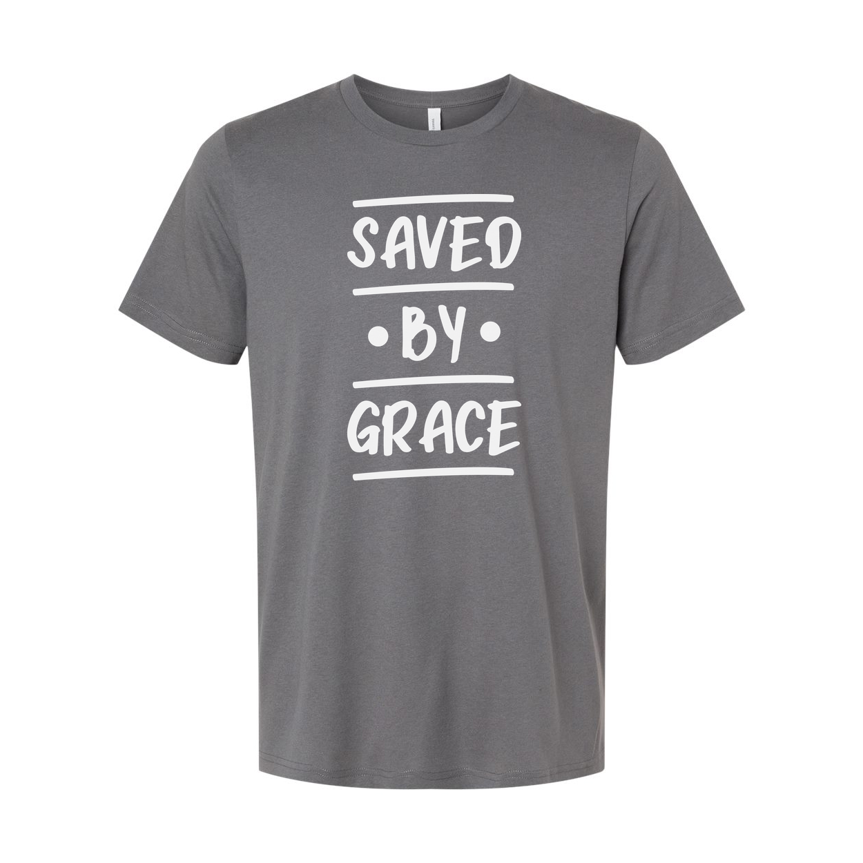 Unisex Christian T Shirt Short Sleeve Crew Neck With Saved By Grace Graphic Print