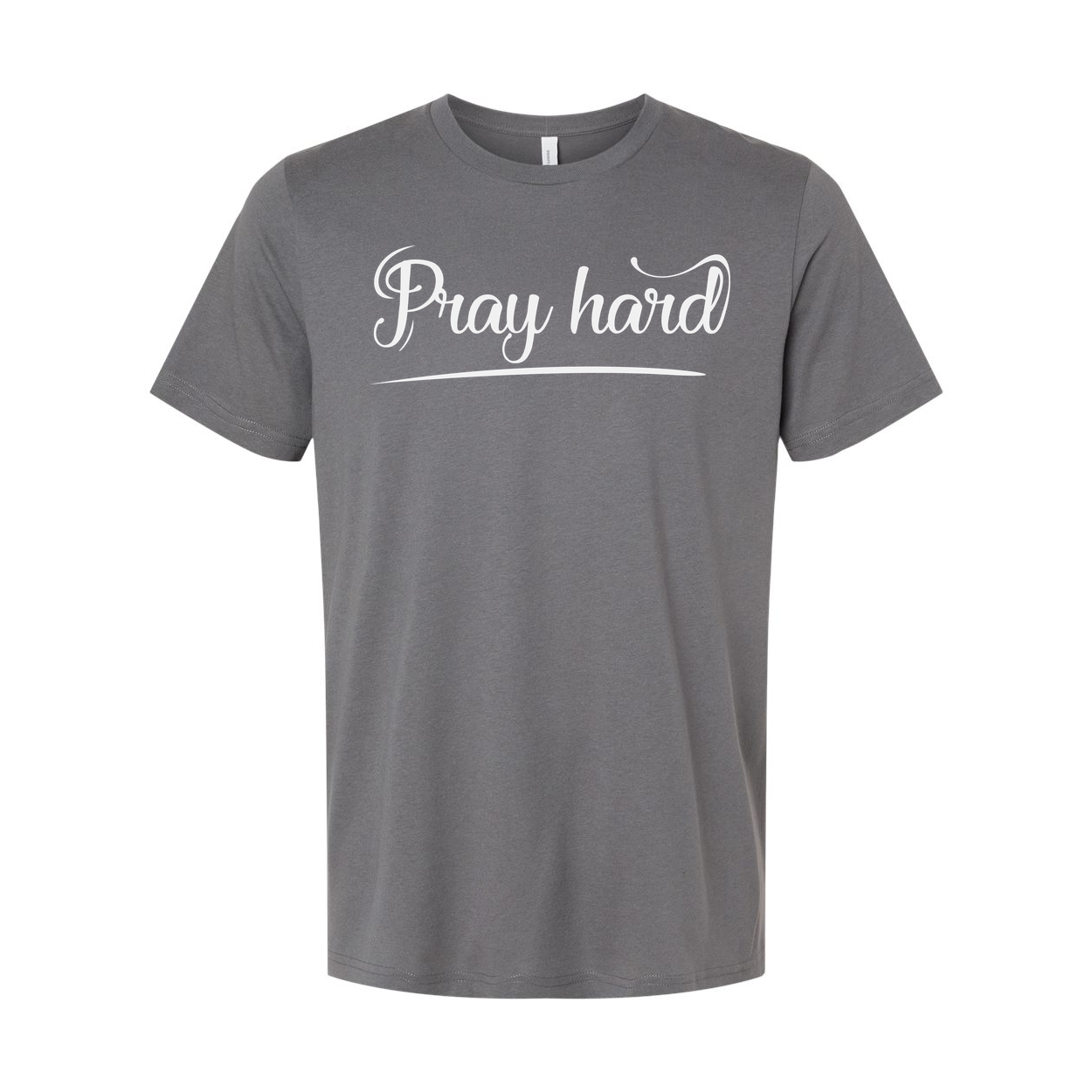 Pray Hard Christian Unisex Graphic T Shirt With Script Font Design, Crew Neck Tee