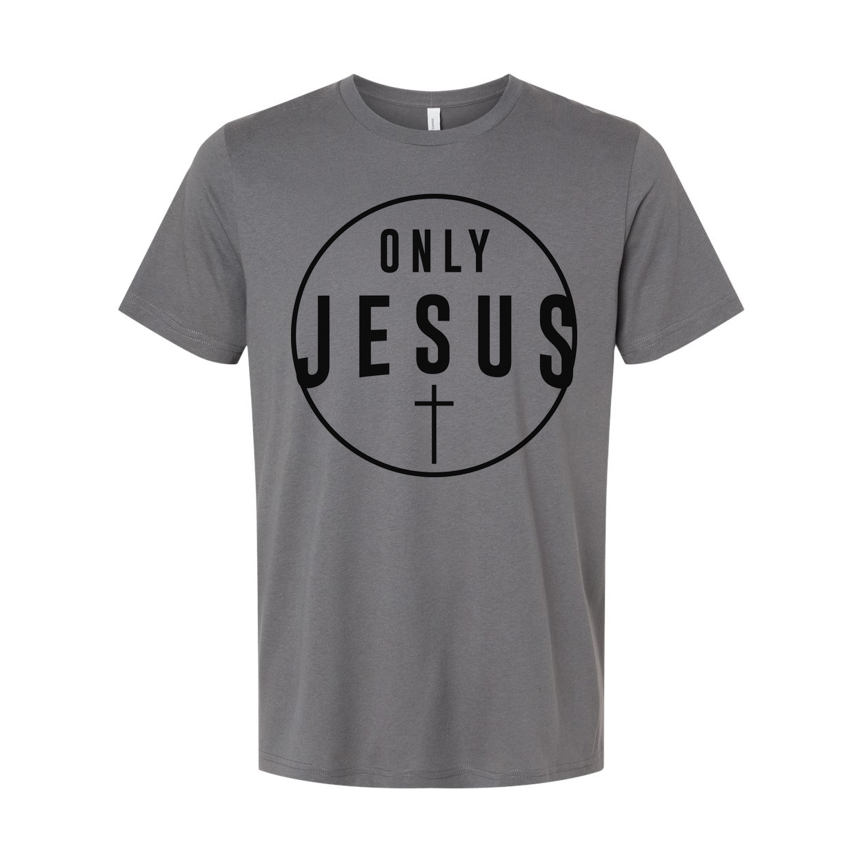 Unisex Christian T Shirt Featuring Only Jesus Circle Cross Logo For Faith and Inspiration