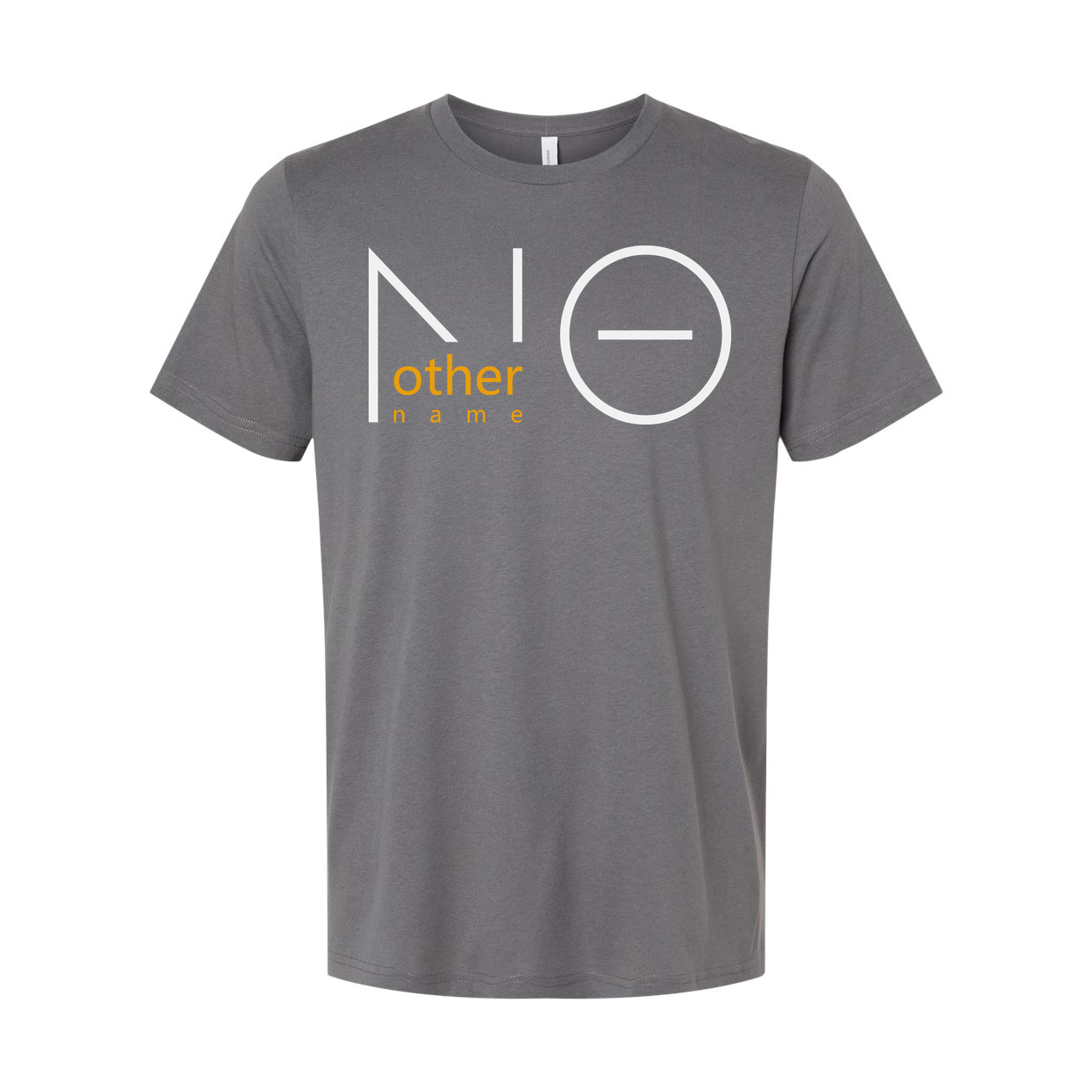 No Other Name Christian Unisex T Shirt With Minimalist Graphic Logo And Orange Text Accent