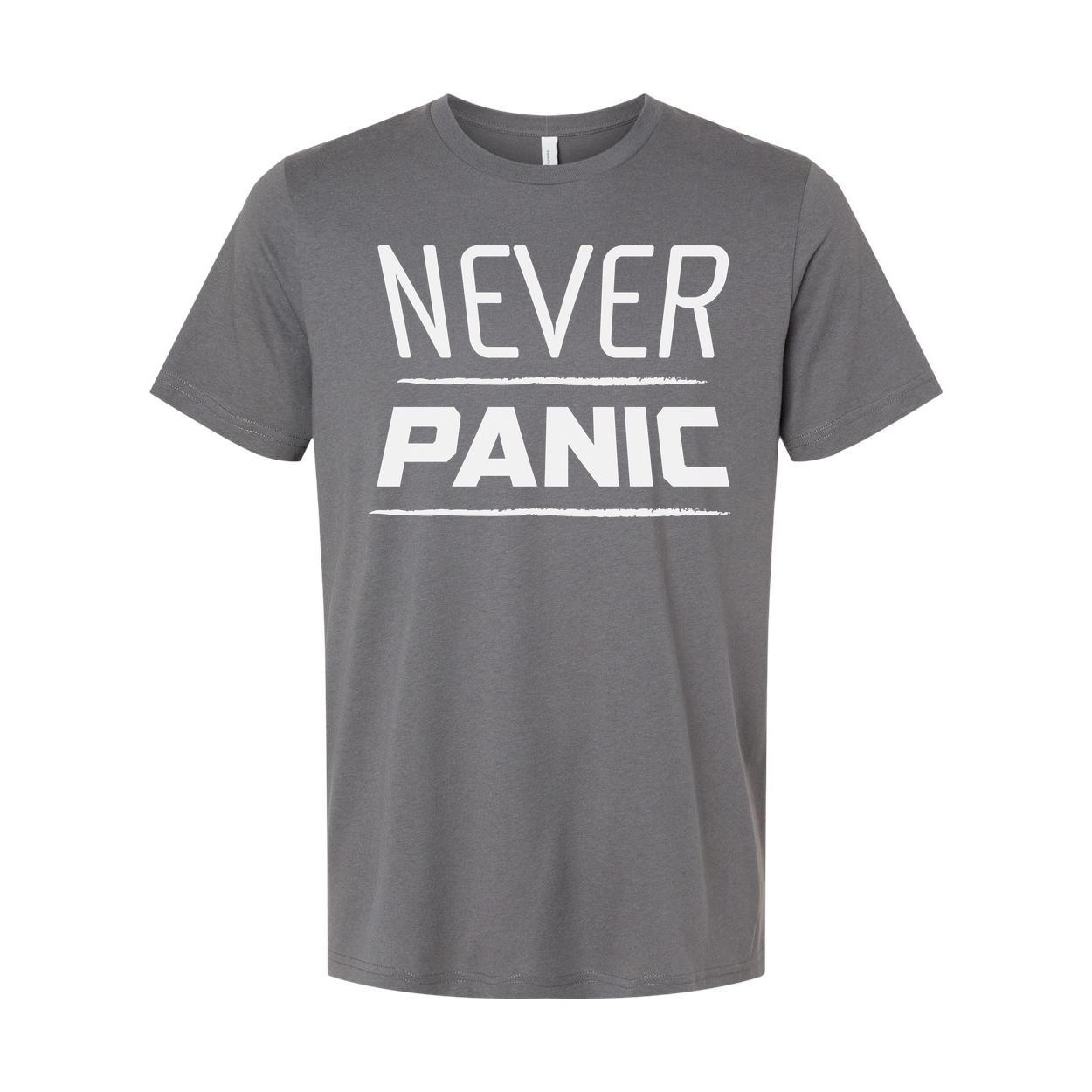 Never Panic Graphic Tee For Unisex Christian Casual Short Sleeve Apparel Inspirational Message