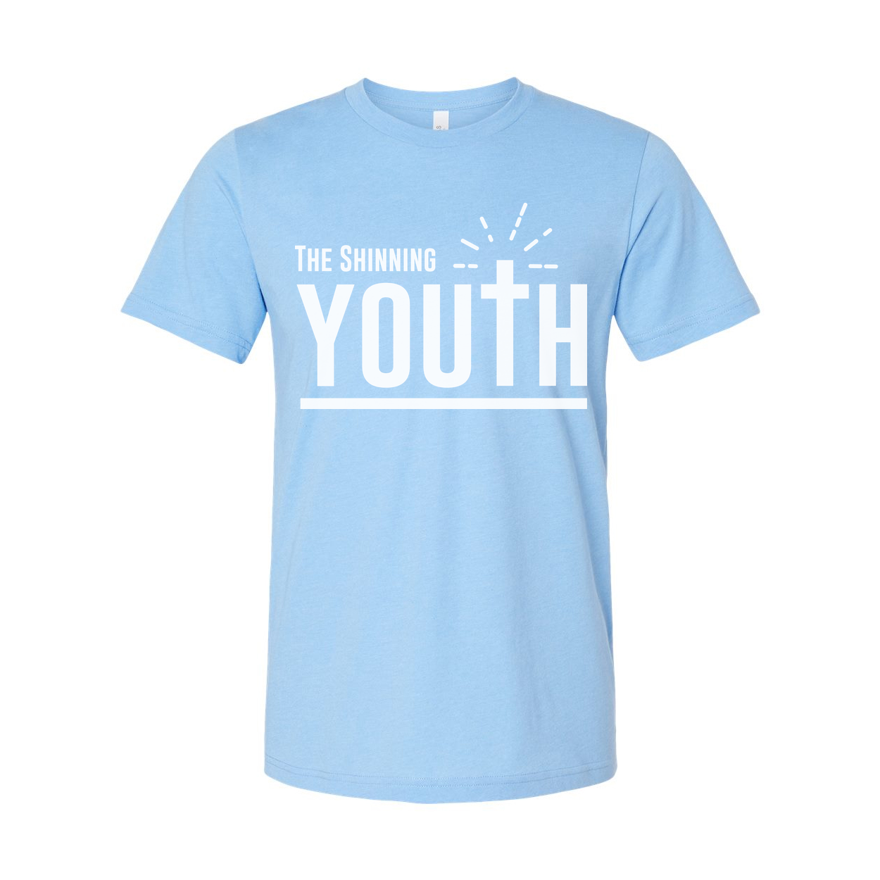 Christian Unisex Youth Tee With Large Typography, Cross Emblem, Sunrise Rays Graphic