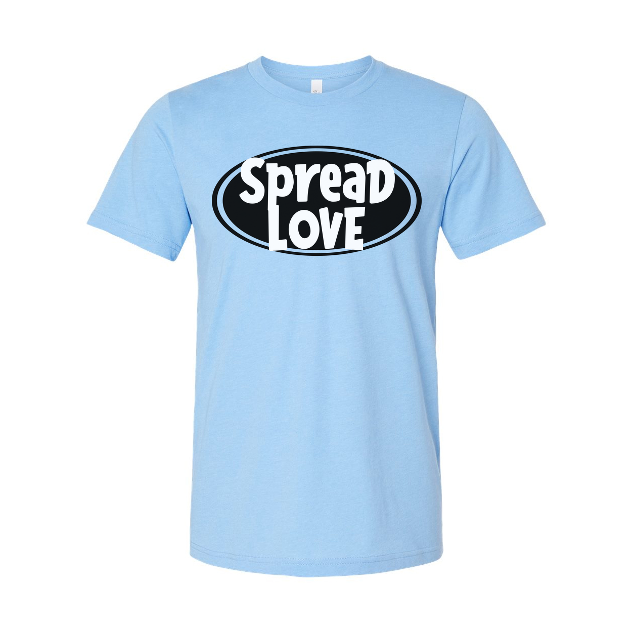 Spread Love Unisex Christian Graphic T Shirt With Positive Message And Oval Emblem