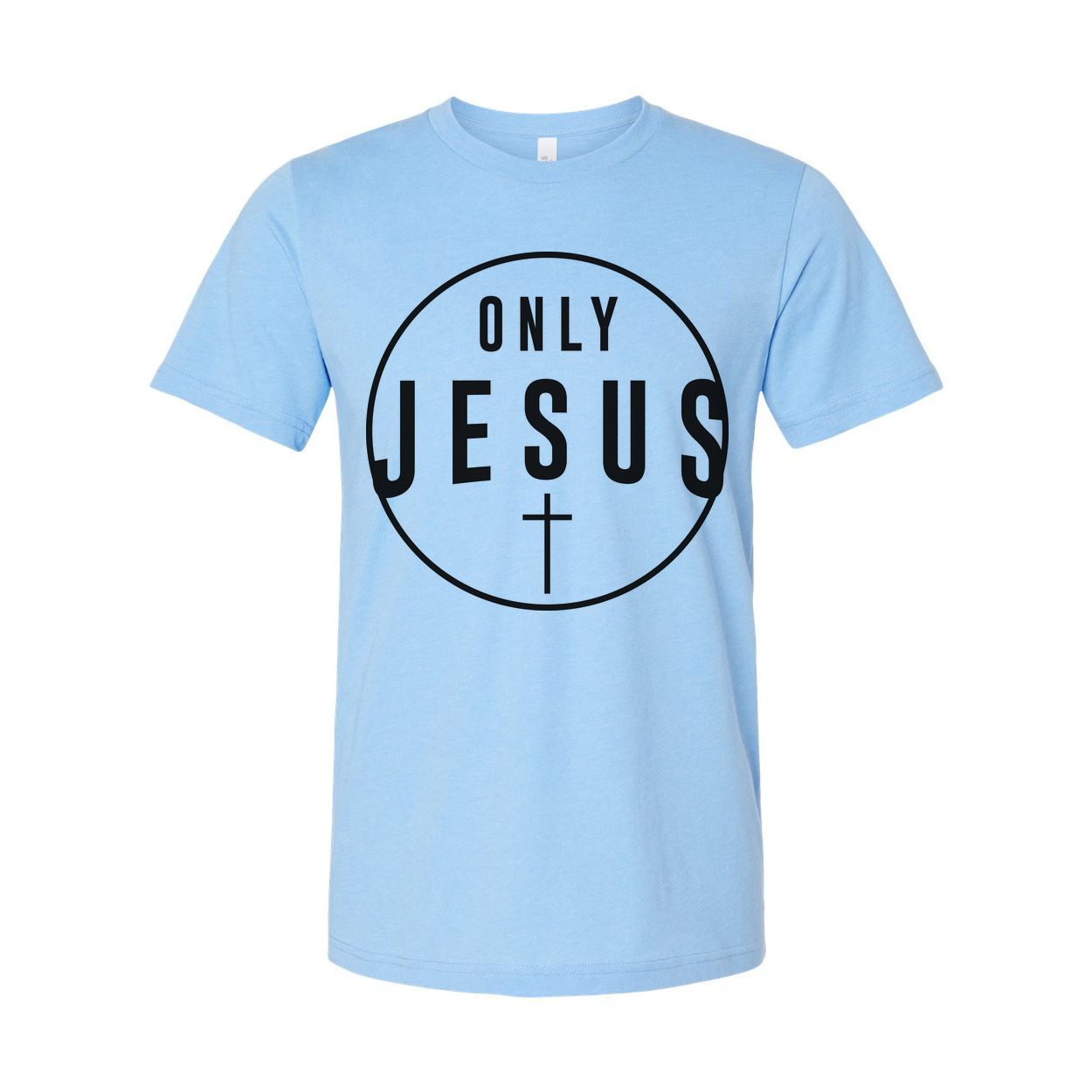 Unisex Christian T Shirt Featuring Only Jesus Circle Cross Logo For Faith and Inspiration