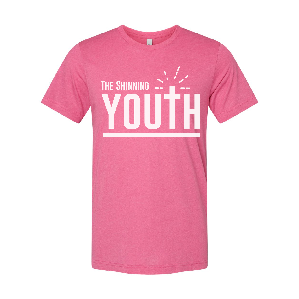 Christian Unisex Youth Tee With Large Typography, Cross Emblem, Sunrise Rays Graphic