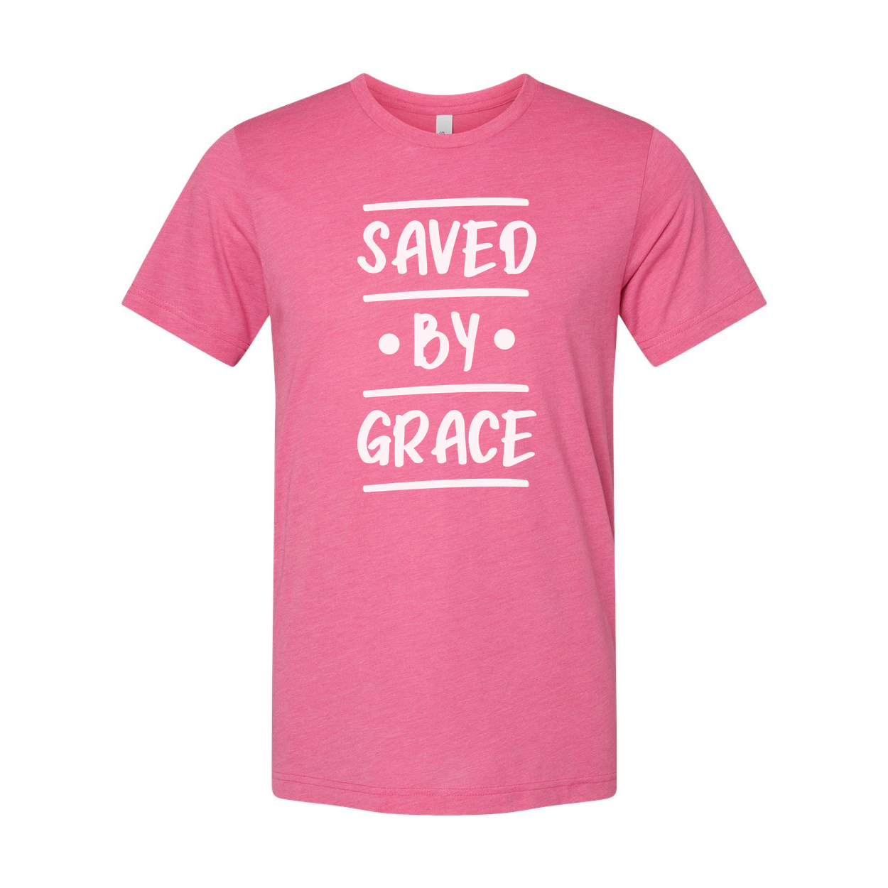 Unisex Christian T Shirt Short Sleeve Crew Neck With Saved By Grace Graphic Print