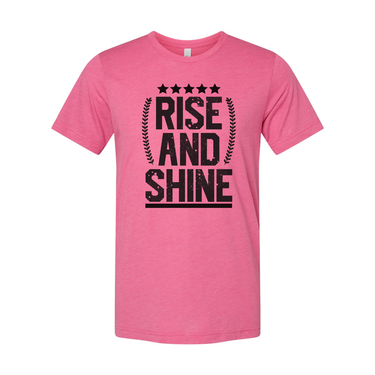 Rise And Shine Graphic T Shirt Unisex Inspirational Tee With Stars And Laurel Emblem