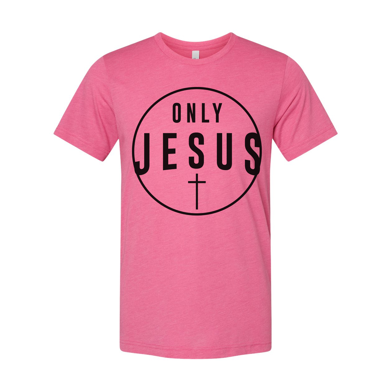 Unisex Christian T Shirt Featuring Only Jesus Circle Cross Logo For Faith and Inspiration