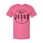 Unisex Christian T Shirt Featuring Only Jesus Circle Cross Logo For Faith and Inspiration