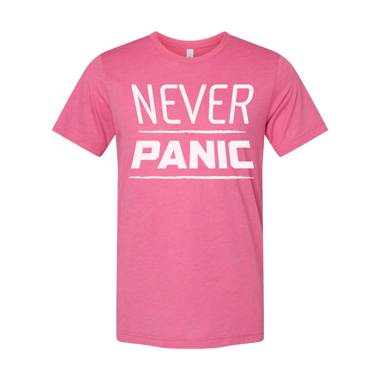 Never Panic Graphic Tee For Unisex Christian Casual Short Sleeve Apparel Inspirational Message