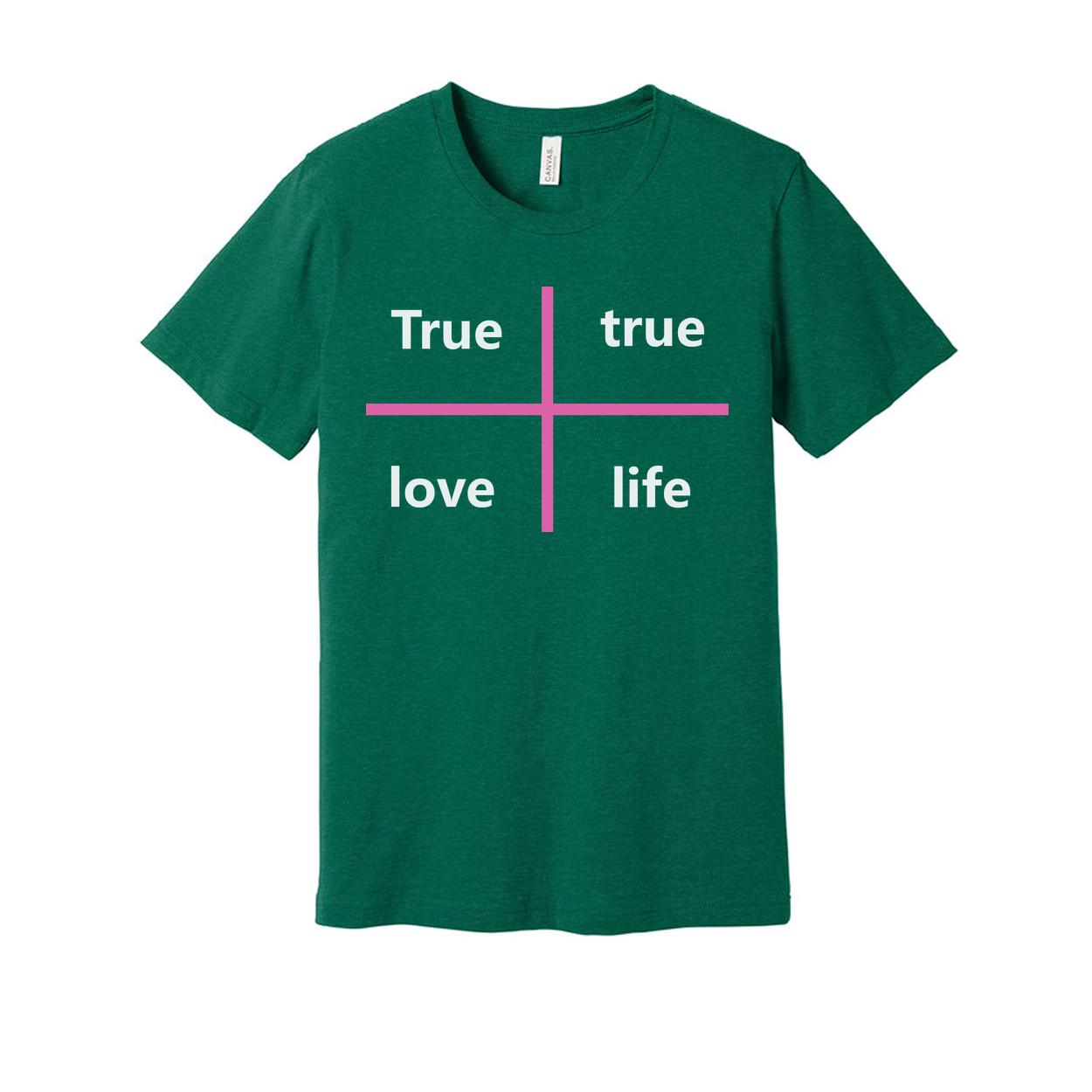 Christian Unisex T Shirt With Pink Cross Graphic And The Words True Love Life For Faith Fans