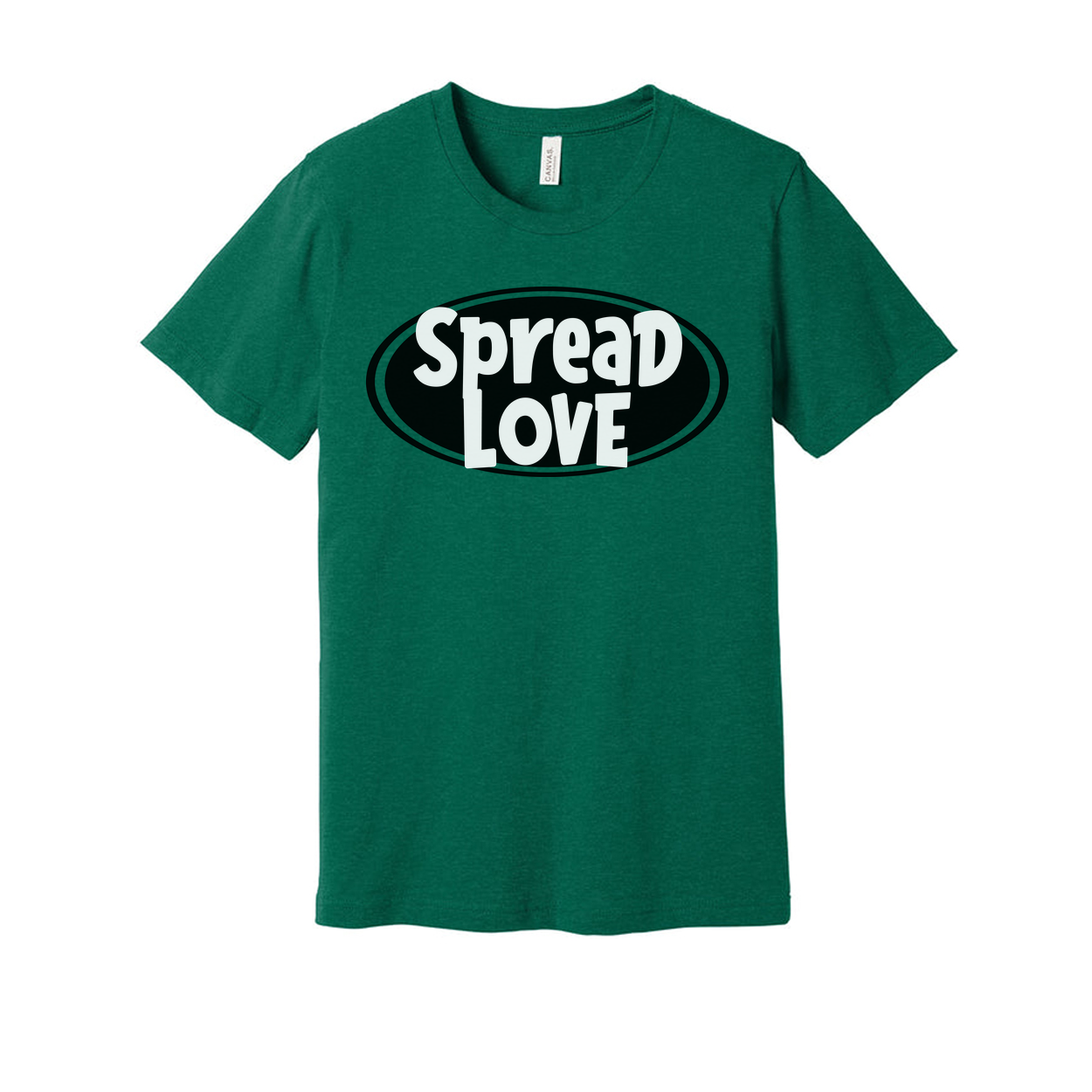 Spread Love Unisex Christian Graphic T Shirt With Positive Message And Oval Emblem