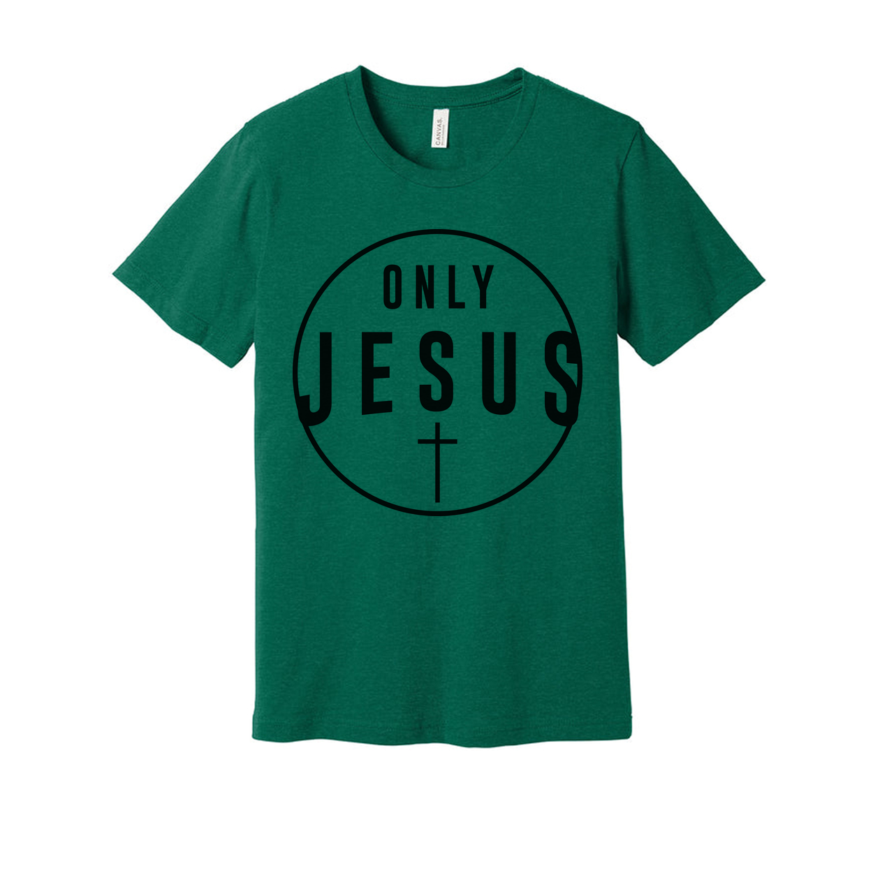 Unisex Christian T Shirt Featuring Only Jesus Circle Cross Logo For Faith and Inspiration
