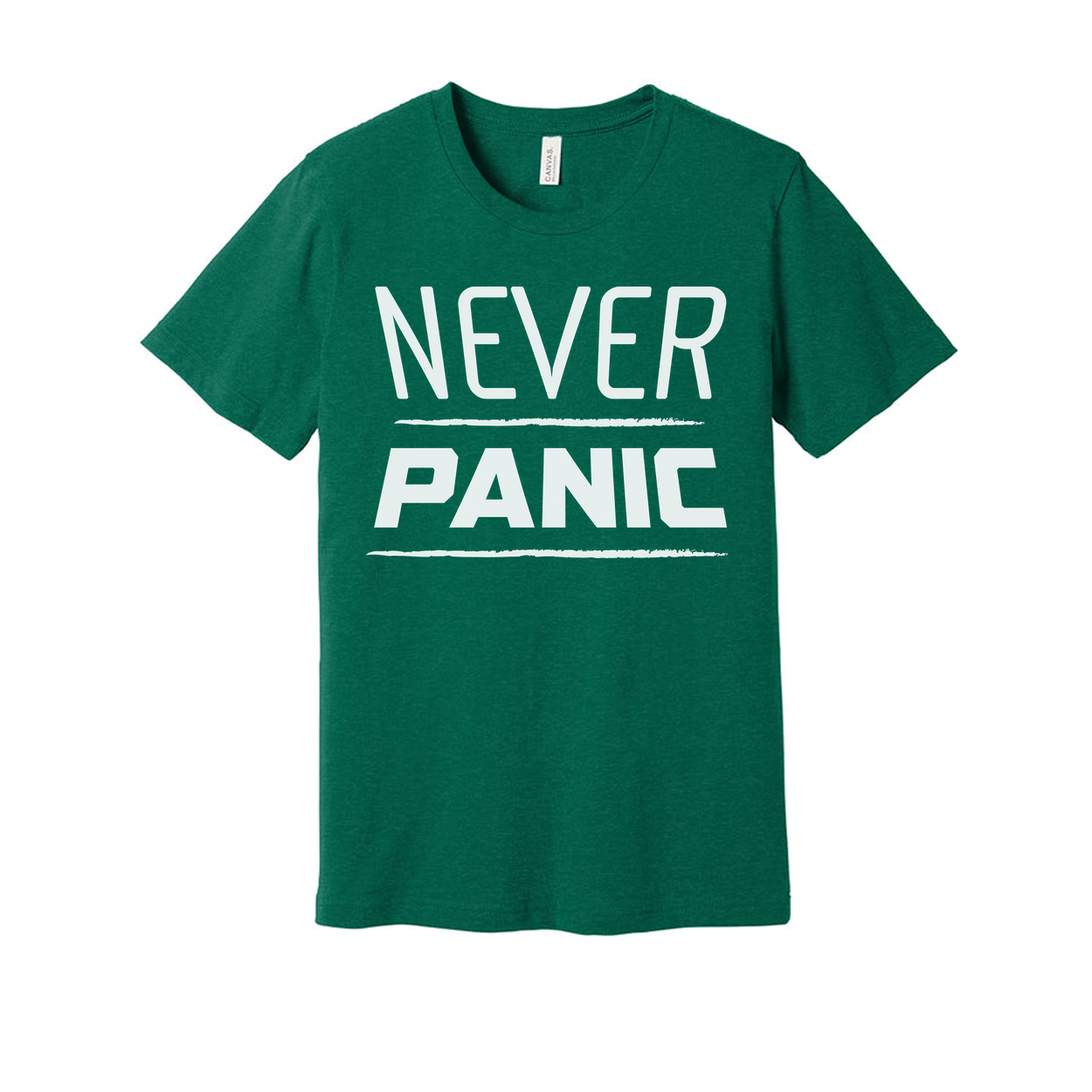 Never Panic Graphic Tee For Unisex Christian Casual Short Sleeve Apparel Inspirational Message