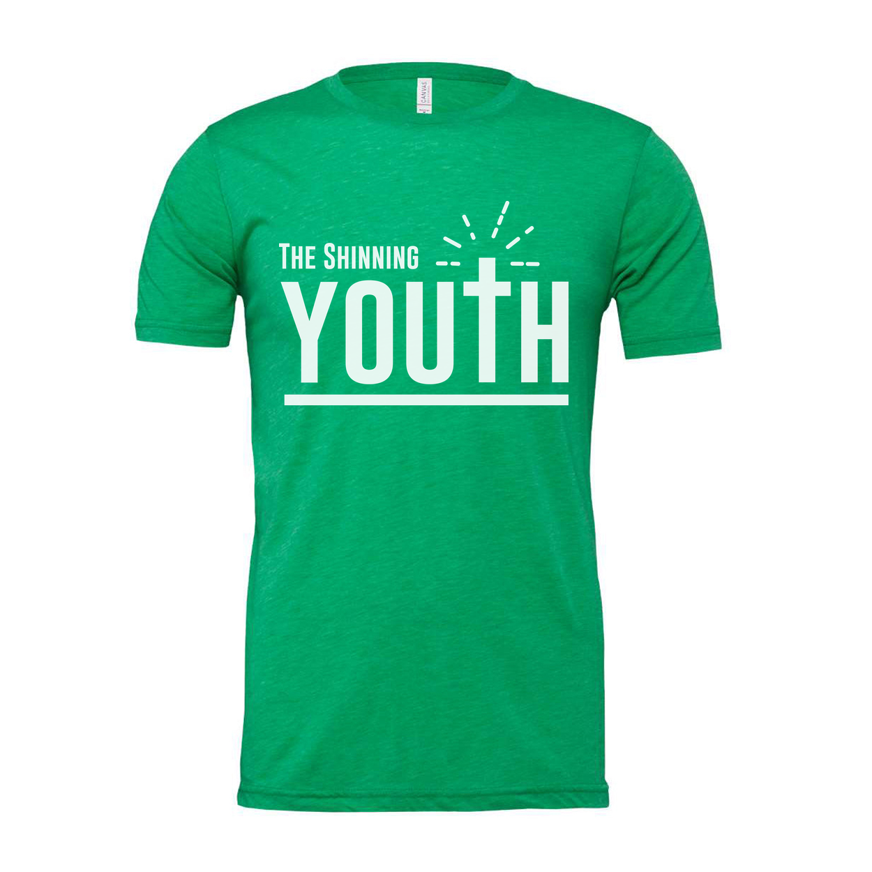 Christian Unisex Youth Tee With Large Typography, Cross Emblem, Sunrise Rays Graphic