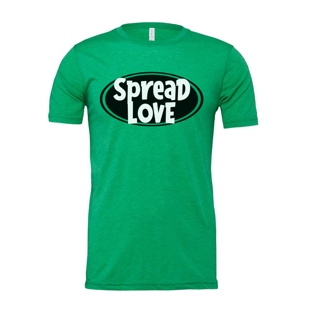 Spread Love Unisex Christian Graphic T Shirt With Positive Message And Oval Emblem