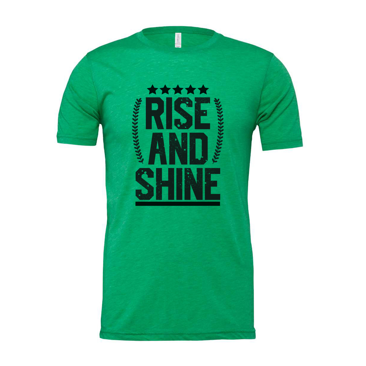 Rise And Shine Graphic T Shirt Unisex Inspirational Tee With Stars And Laurel Emblem
